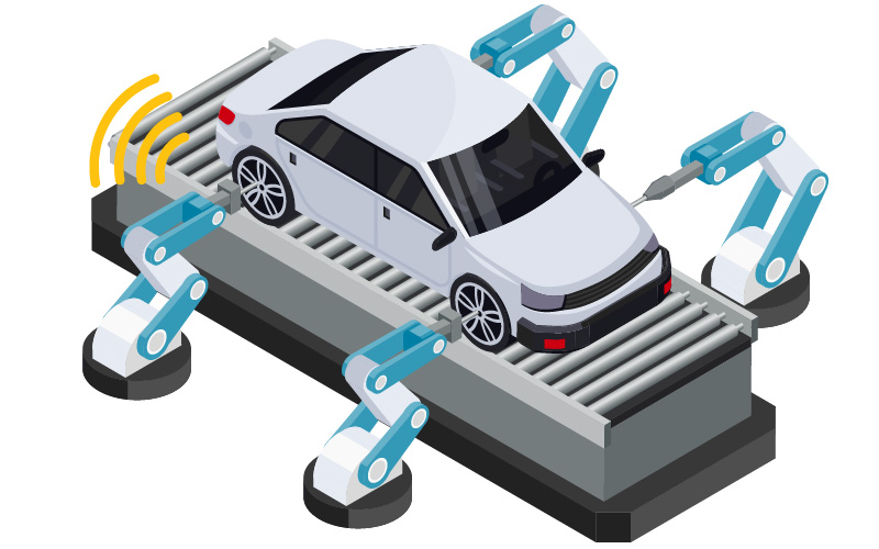 Illustration of Automobile production line