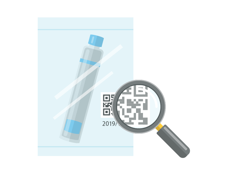 An illustration of reading the barcode on the package