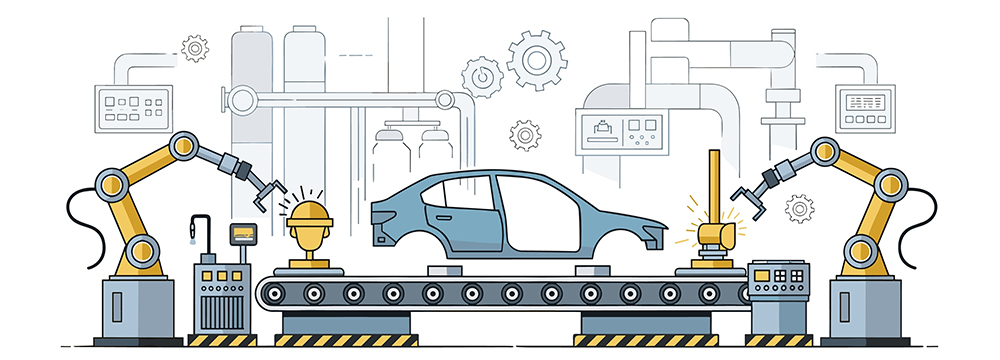 Illustration of a car manufacturing
