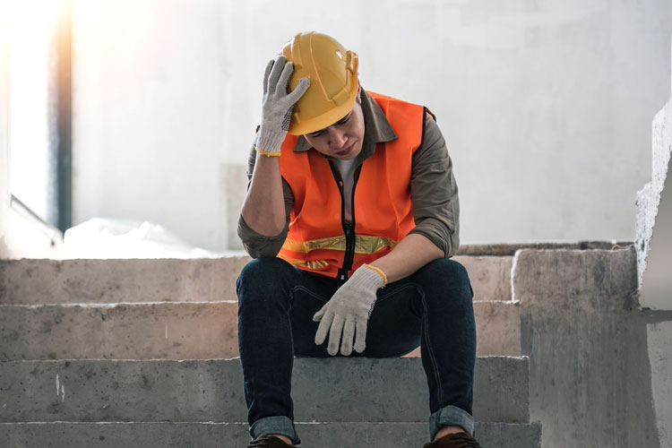 体調を崩す作業員